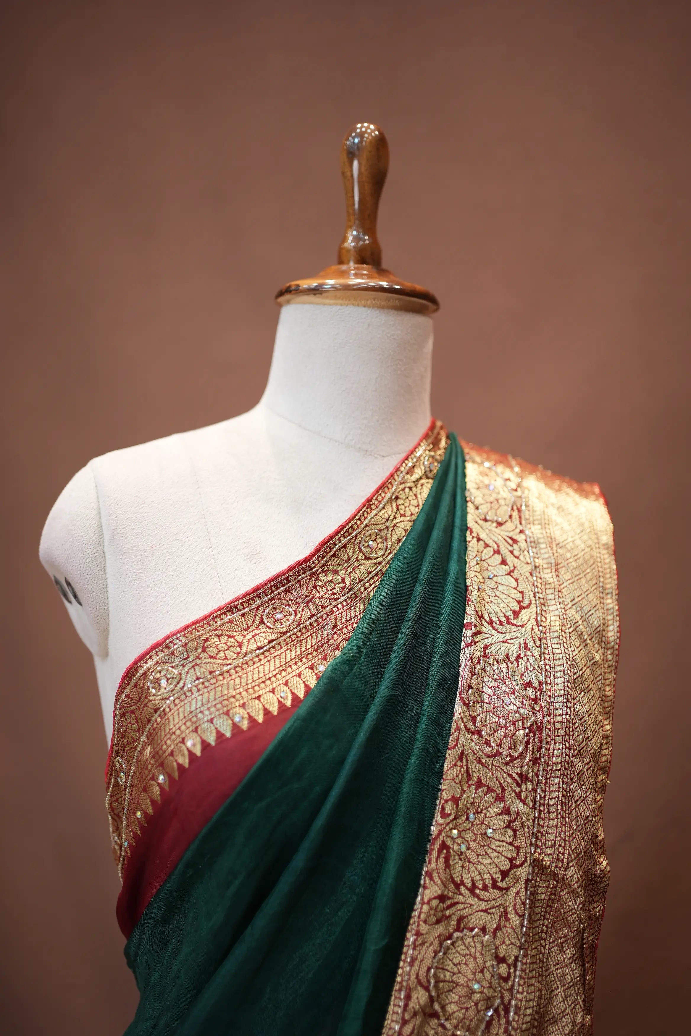 Multi Colour zari Weaving Handwork Touch Saree (With Blouse)