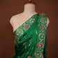 PURE SATIN SILK FABRIC SAREE WITH ARI TARI VINTAGE WORK (WITH CONTRAST PINK BLOUSE)  ##SR483