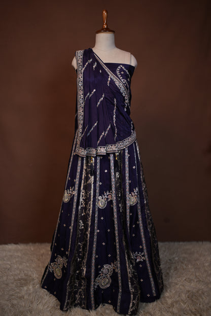 HO SILK FABRIC LEHENGA WITH WEAVING ZARI AND SEQUENCE WORK WITH HEAVY DUPATTA  ##LC052