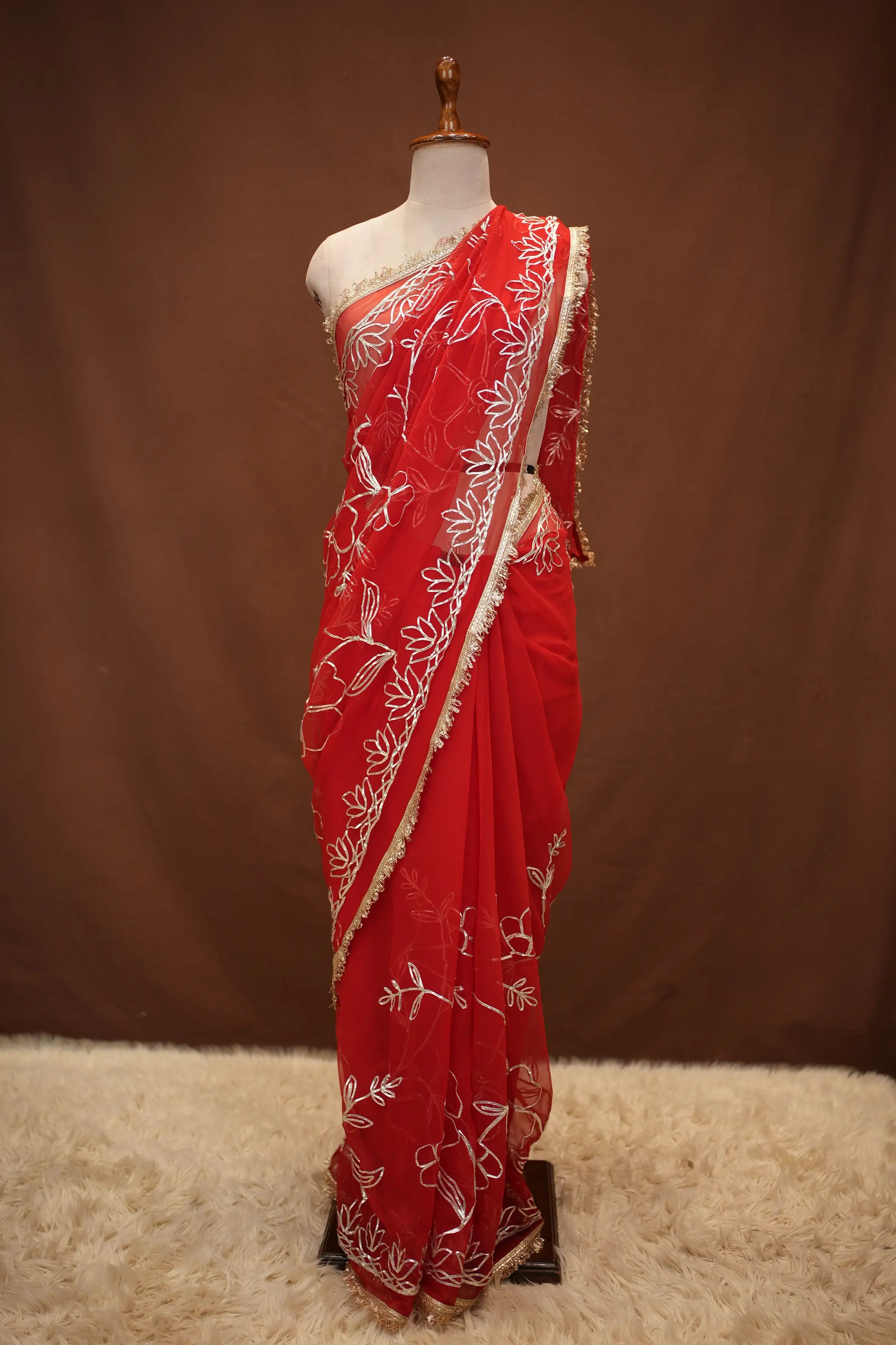 KACCHI GOTAPATTI WORK SAREE WITH CONTRAST BLOUSE