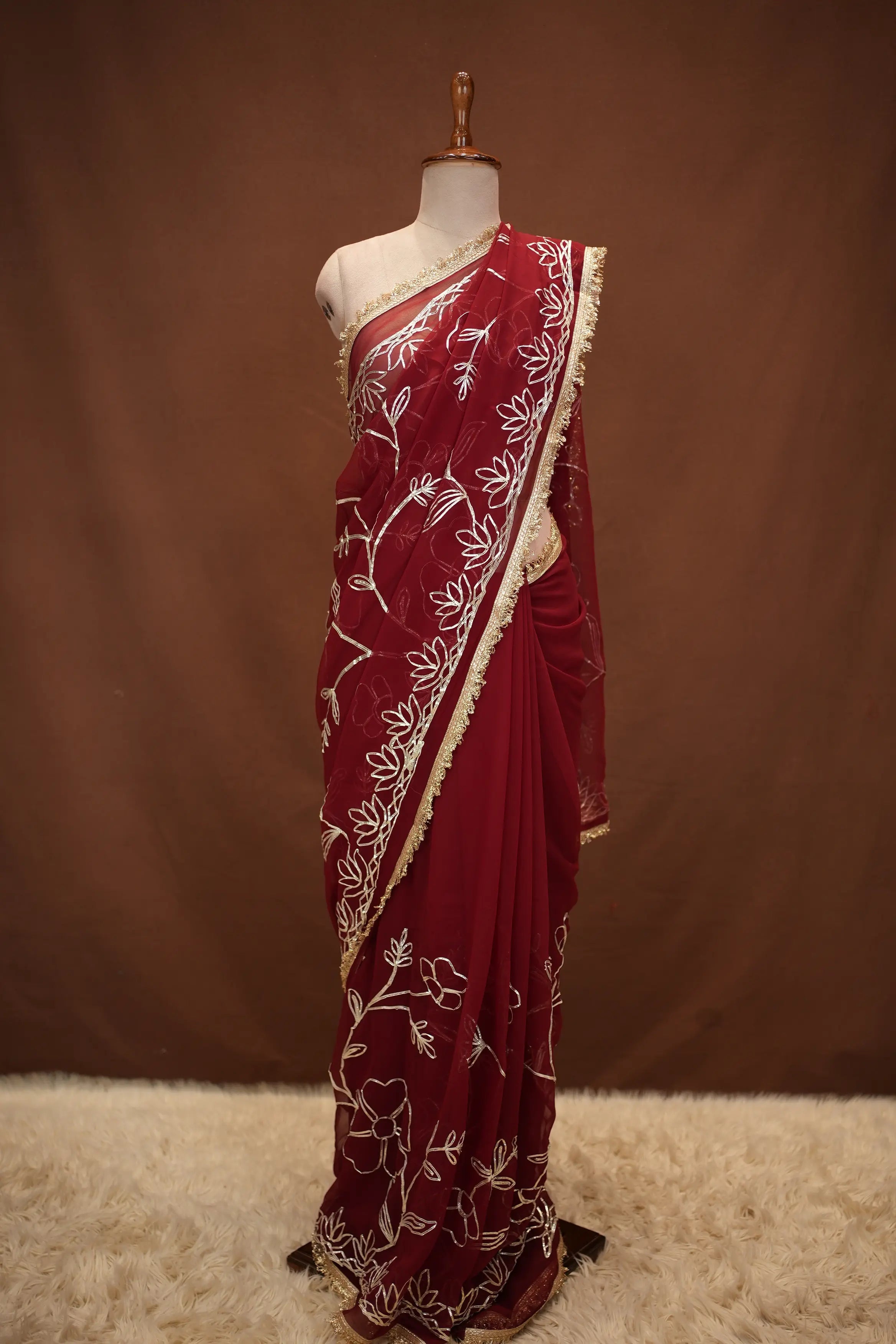 KACCHI GOTAPATTI WORK SAREE WITH CONTRAST BLOUSE