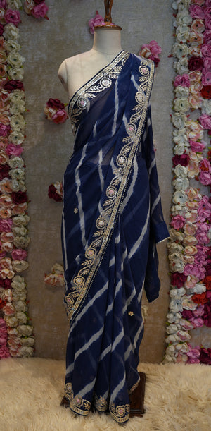 LEHERIYA SAREE WITH GOTA PATTI WORK (WITH BLOUSE) ##SR0352