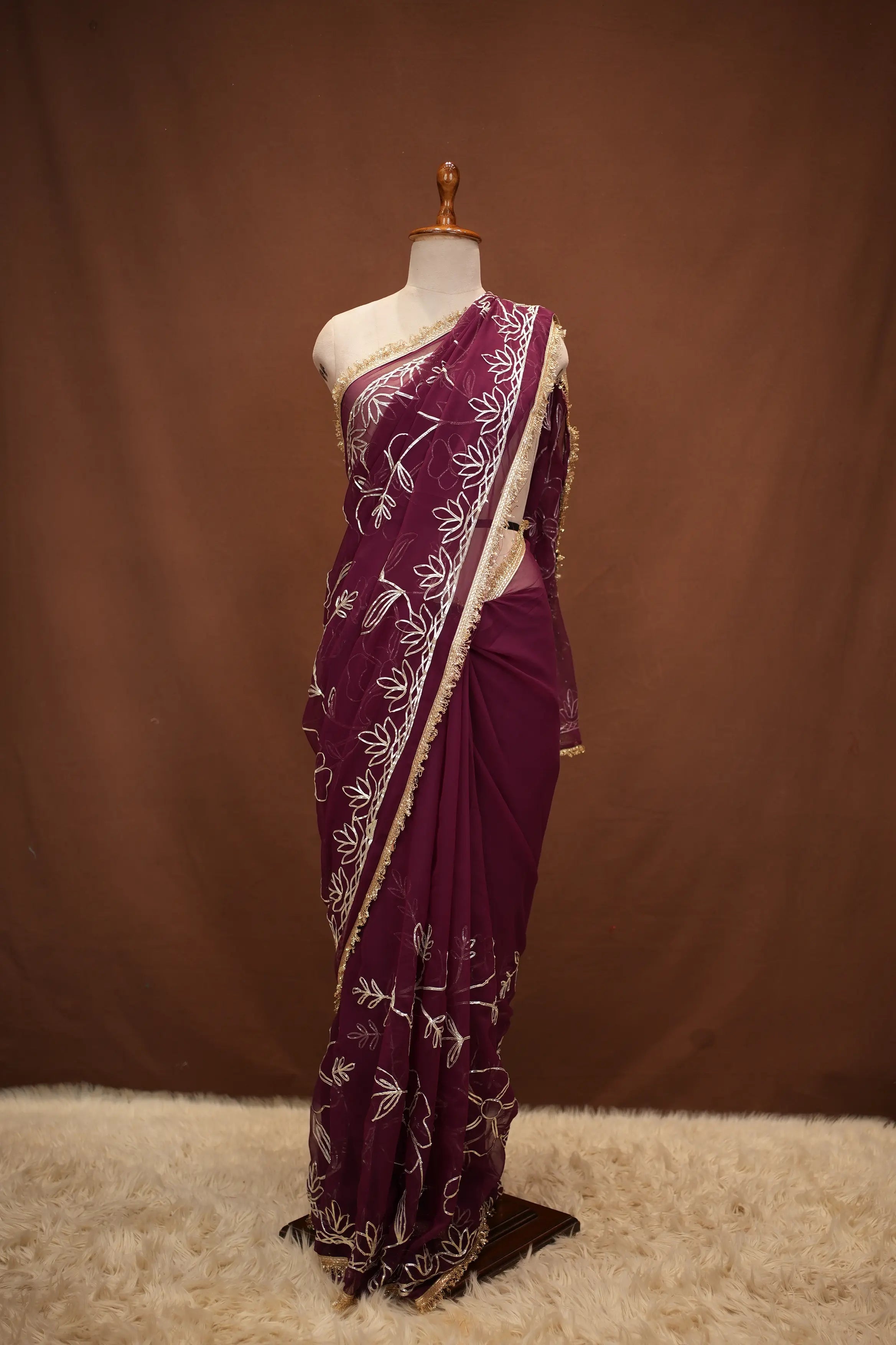 KACCHI GOTAPATTI WORK SAREE WITH CONTRAST BLOUSE