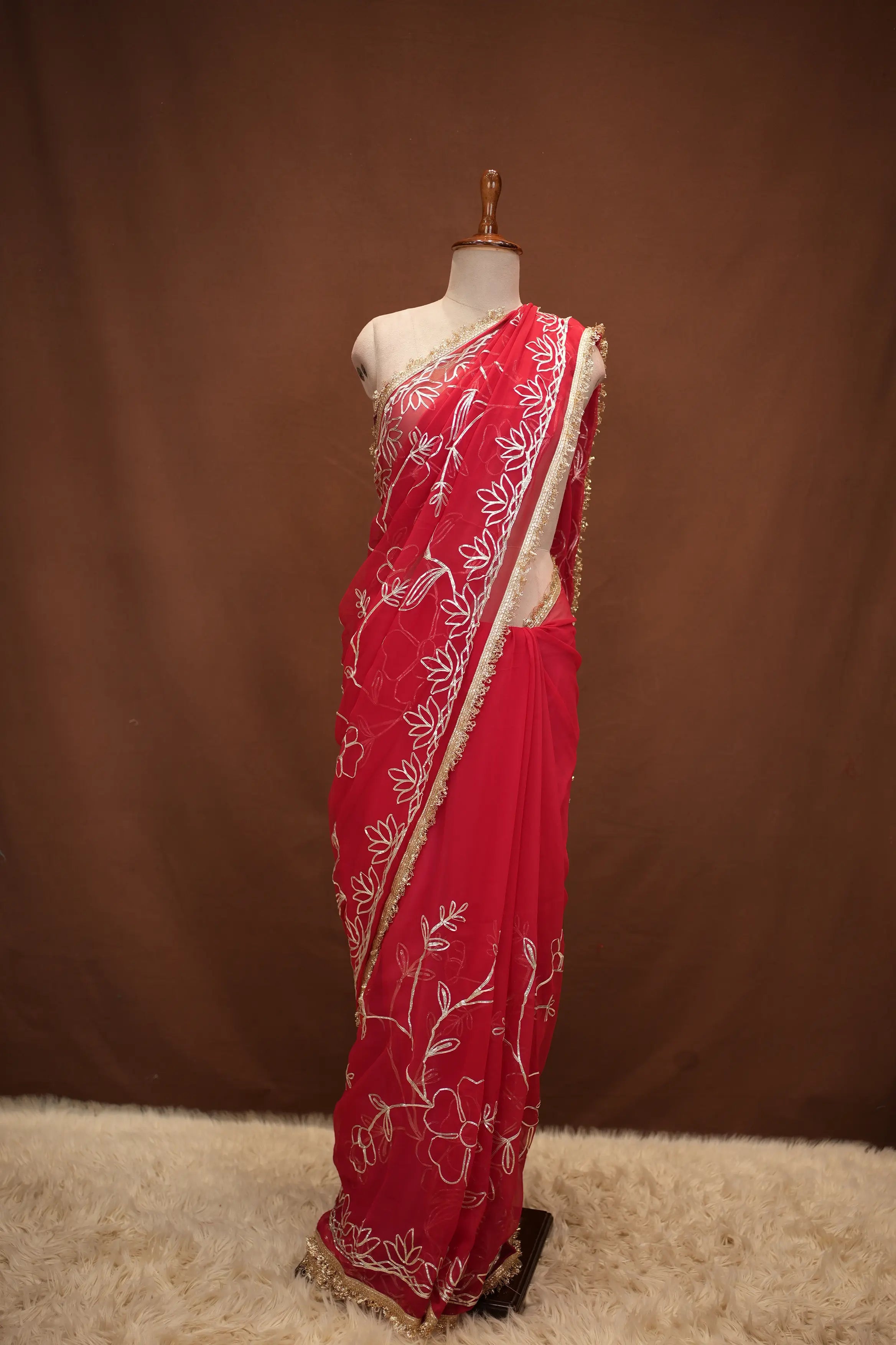KACCHI GOTAPATTI WORK SAREE WITH CONTRAST BLOUSE