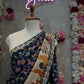 MADHUBANI DESIGN GOTA PATTI AND ZARDOZI HANDWORK SAREE (WITH BLOUSE) BASE NAVY BLUE ##SR0350
