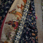 MADHUBANI DESIGN GOTA PATTI AND ZARDOZI HANDWORK SAREE (WITH BLOUSE) BASE NAVY BLUE ##SR0350