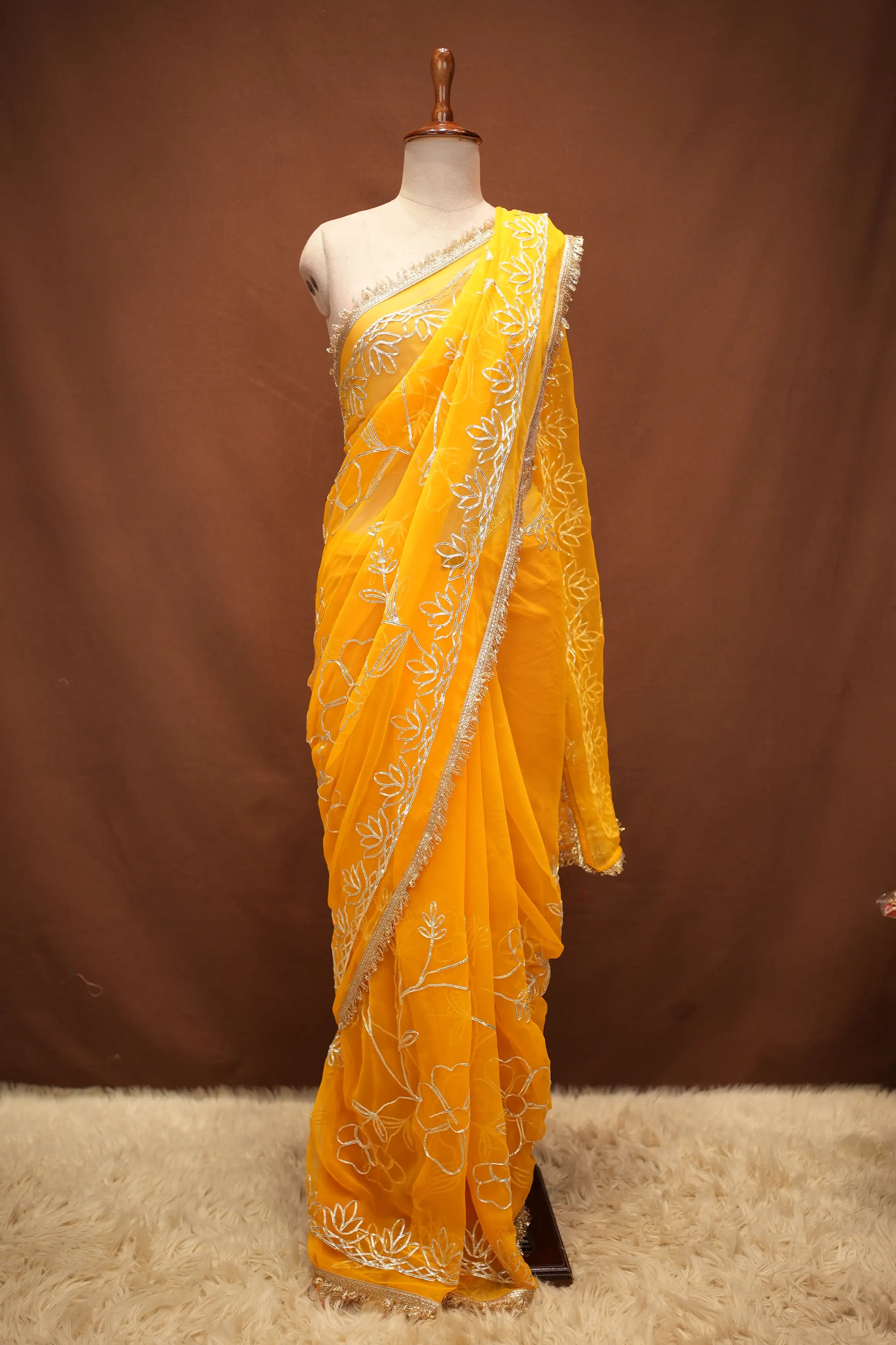 KACCHI GOTAPATTI WORK SAREE WITH CONTRAST BLOUSE