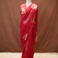 PURE THAKUR JI CHIFFON SAREE WITH FIGURE HANDWORK (WITH BLOUSE) ##SR482