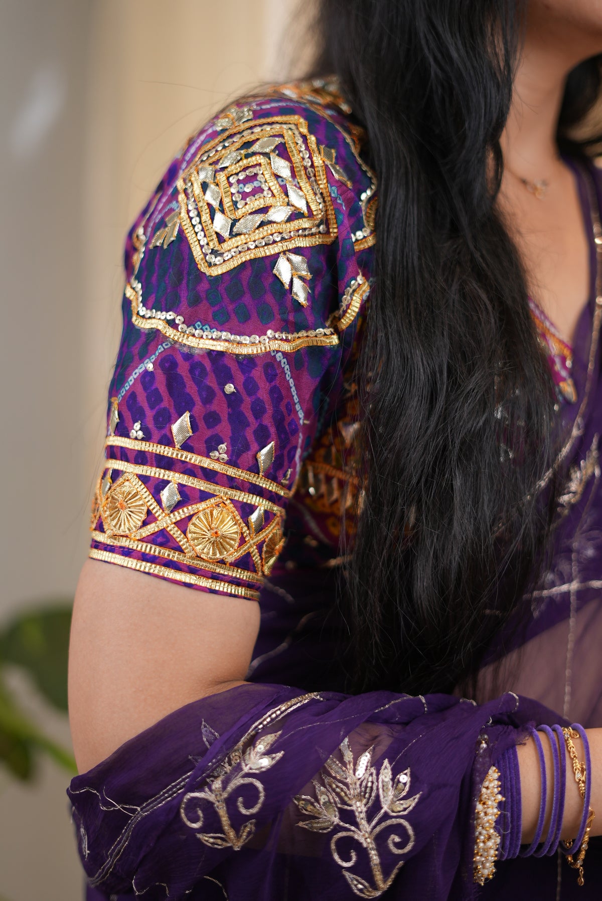 PURE CHIFFON SAREE WITH KASAB WORK (WITH BLOUSE)