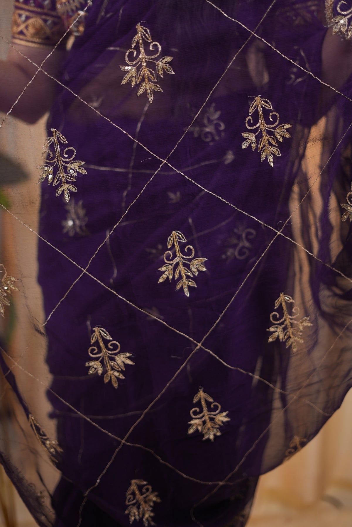 PURE CHIFFON SAREE WITH KASAB WORK (WITH BLOUSE)