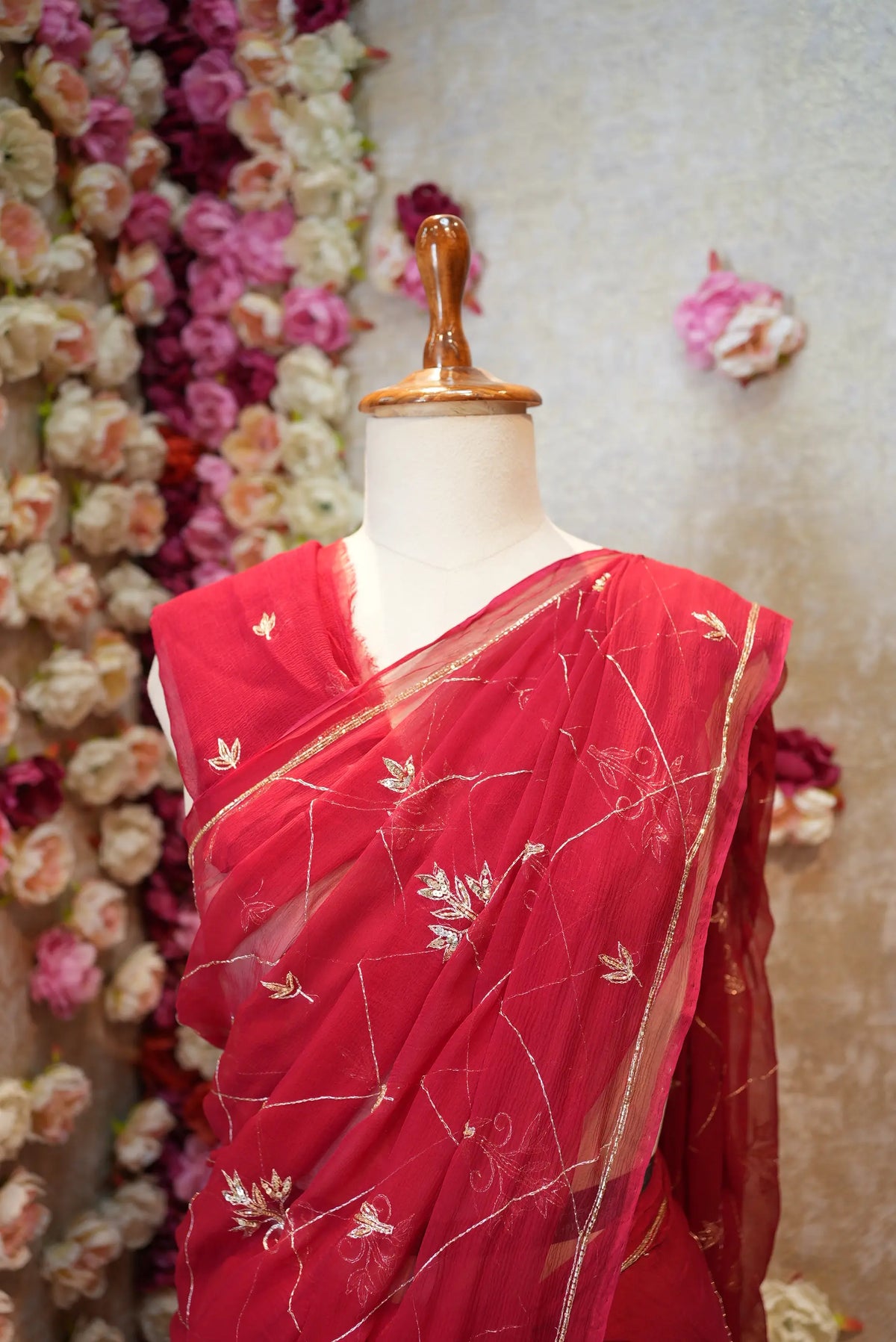PURE CHIFFON SAREE WITH KASAB WORK (WITH BLOUSE)
