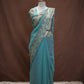 GEORGETTE FABRIC SAREE WITH HEAVY BORDER, ALOG WITH SMALL BUTI (WITH CONTRAST BLOUSE) ##SR630