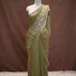 GEORGETTE FABRIC SAREE WITH HEAVY BORDER, ALOG WITH SMALL BUTI (WITH CONTRAST BLOUSE) ##SR630