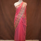 GEORGETTE FABRIC SAREE WITH HEAVY BORDER, ALOG WITH SMALL BUTI (WITH CONTRAST BLOUSE) ##SR630