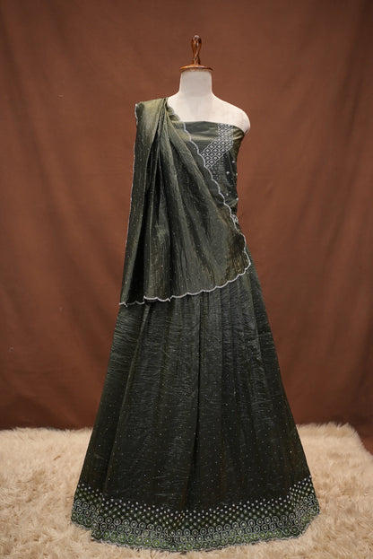 CRISTEL FABRIC ZARKAN WORK LEHENGA WITH BLOUSE AND DUPATTA  ##LC54