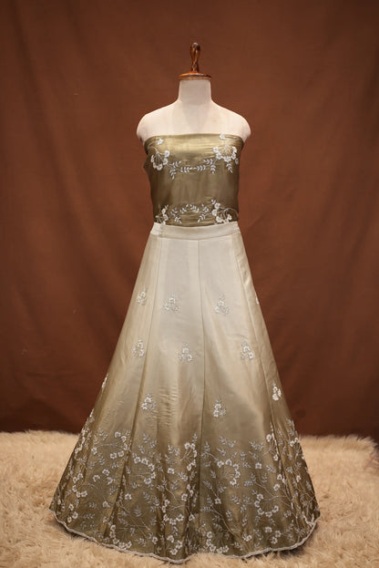 PURE KOLKTA ZARDOSI HANDWORK 0 TO 100 TONE LEHENGA WITH HEAVY BLOUSE ALONG WITH DUPATTA ##LC56