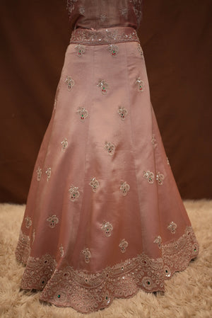 PURE KOLKATA HANDWORK LEHENGA WITH HEAVY ZARDOZI WORK BLOUSE ALONG WITH TISSUE FABRIC HEAVY CUTWORK DUPATTA ##LC57