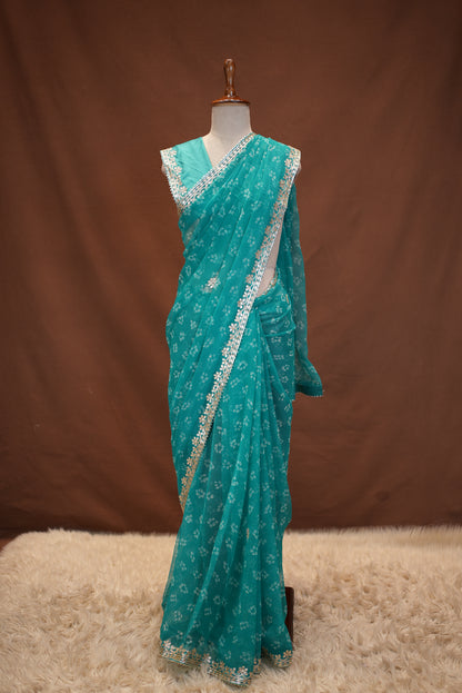 RAJASTHANI BANDHANI SAREE WITH GOTA PATTI WORK (WITH BLOUSE) ##SR626