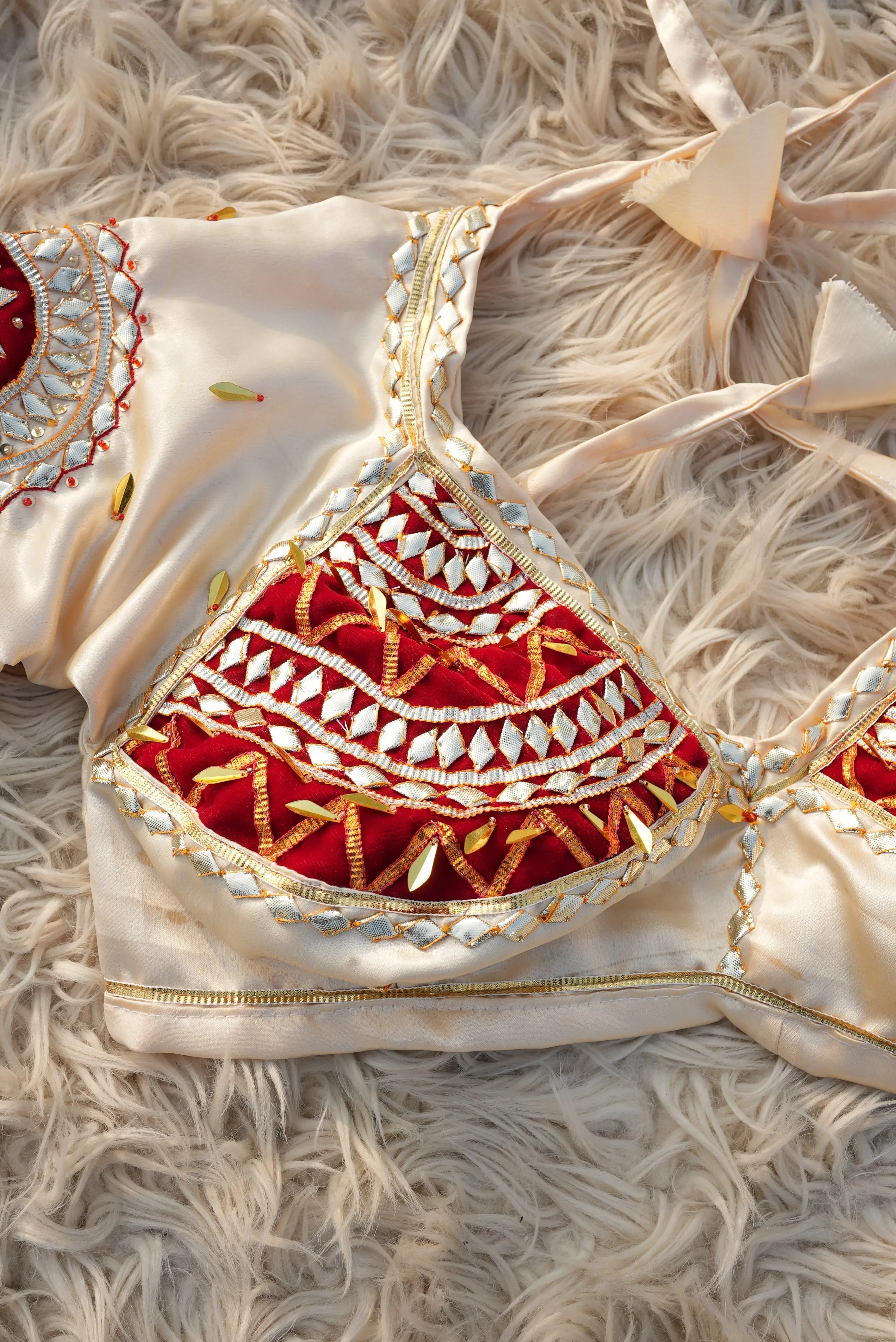 Thakurji Chiffon Saree with Elephant Aari Work & Angi Blouse