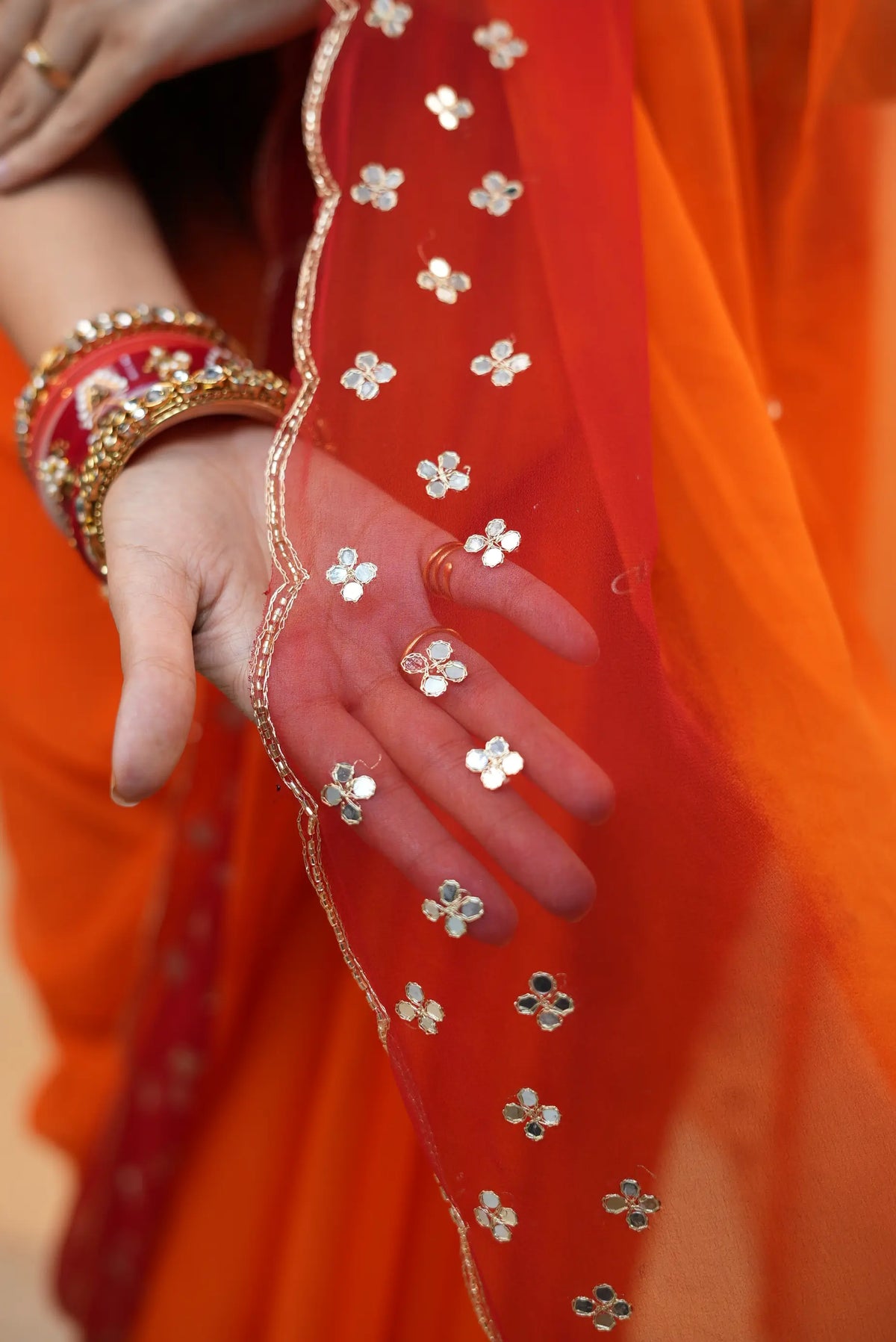 Traditional Rajasthani Pila Saree With Aari Tari, Cutdana & Mirror Work Border (With Blouse)