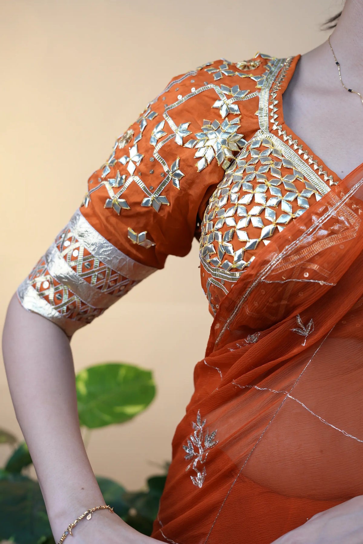 Traditional Rajasthani Kastooti Aangi Blouse With Kacchi Gota Patti Handwork (PRE-BOOKING ITEM)