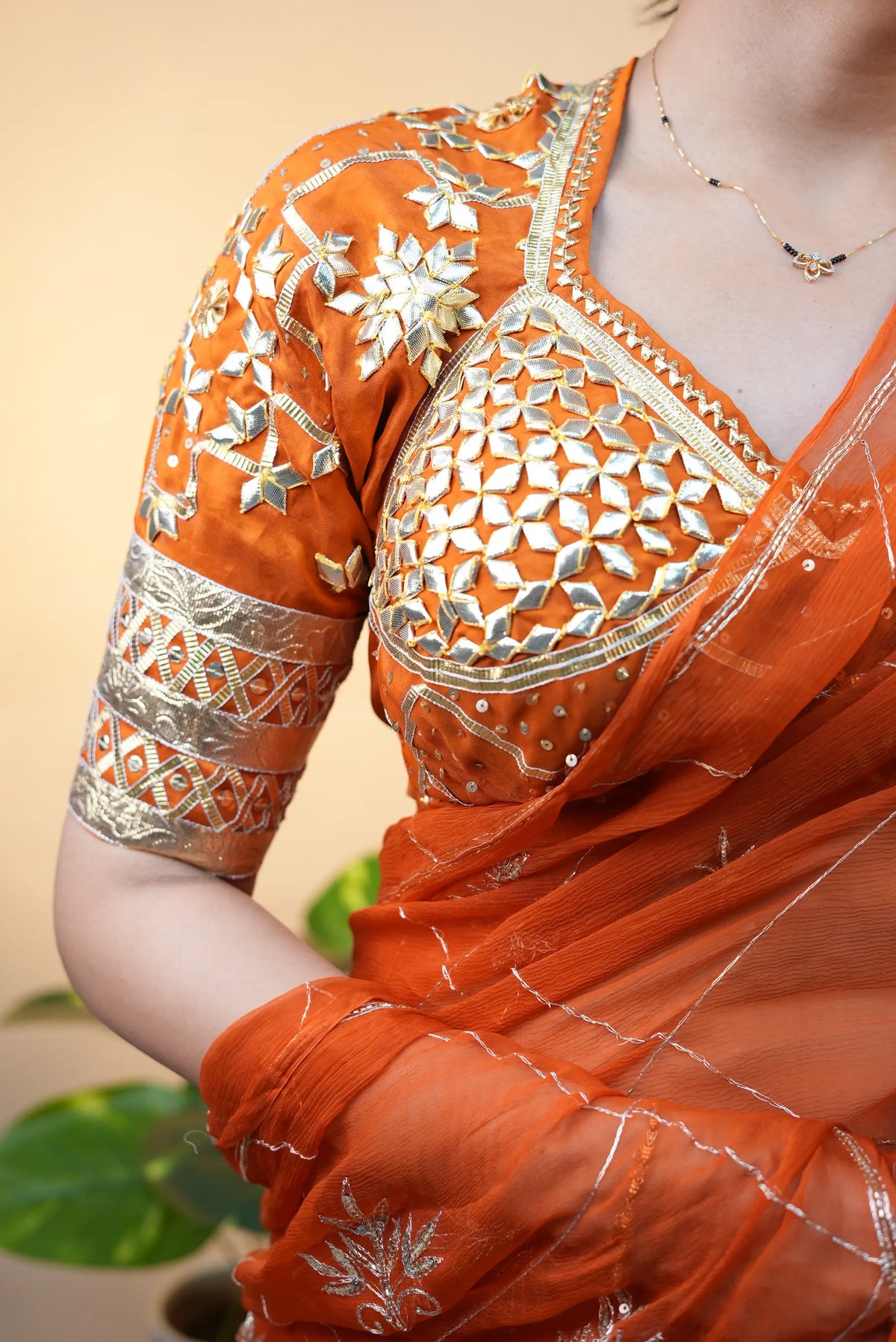 Traditional Rajasthani Kastooti Aangi Blouse With Kacchi Gota Patti Handwork (PRE-BOOKING ITEM)