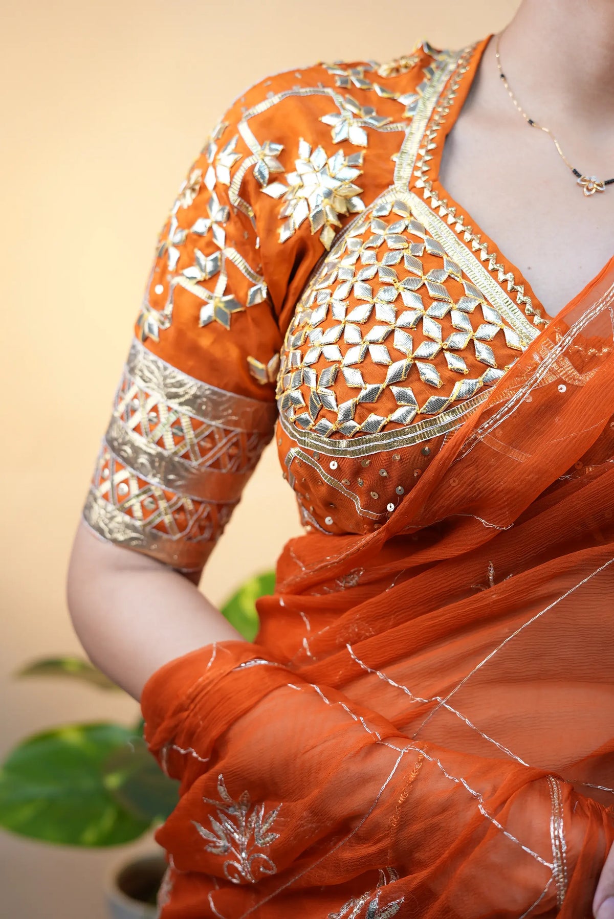 Traditional Rajasthani Kastooti Aangi Blouse With Kacchi Gota Patti Handwork (PRE-BOOKING ITEM)