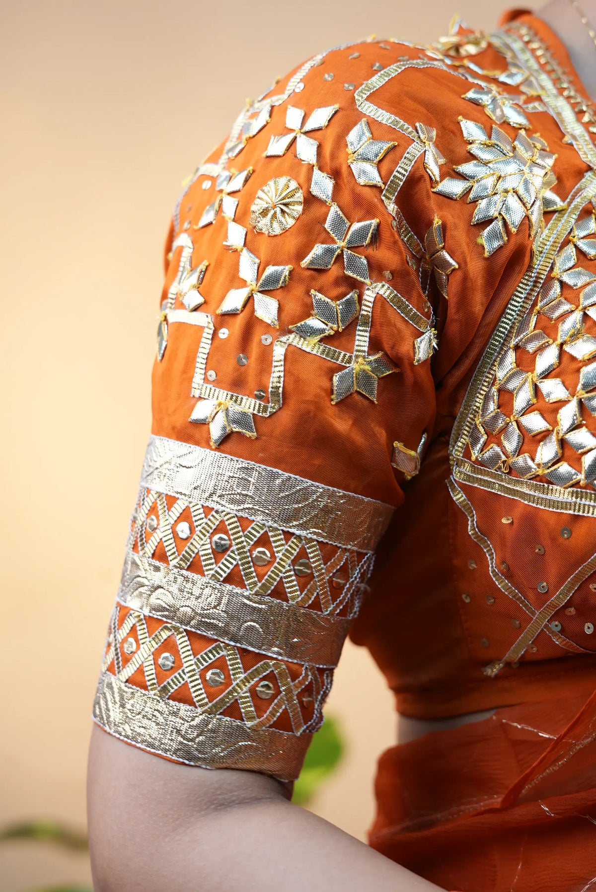 Traditional Rajasthani Kastooti Aangi Blouse With Kacchi Gota Patti Handwork (PRE-BOOKING ITEM)