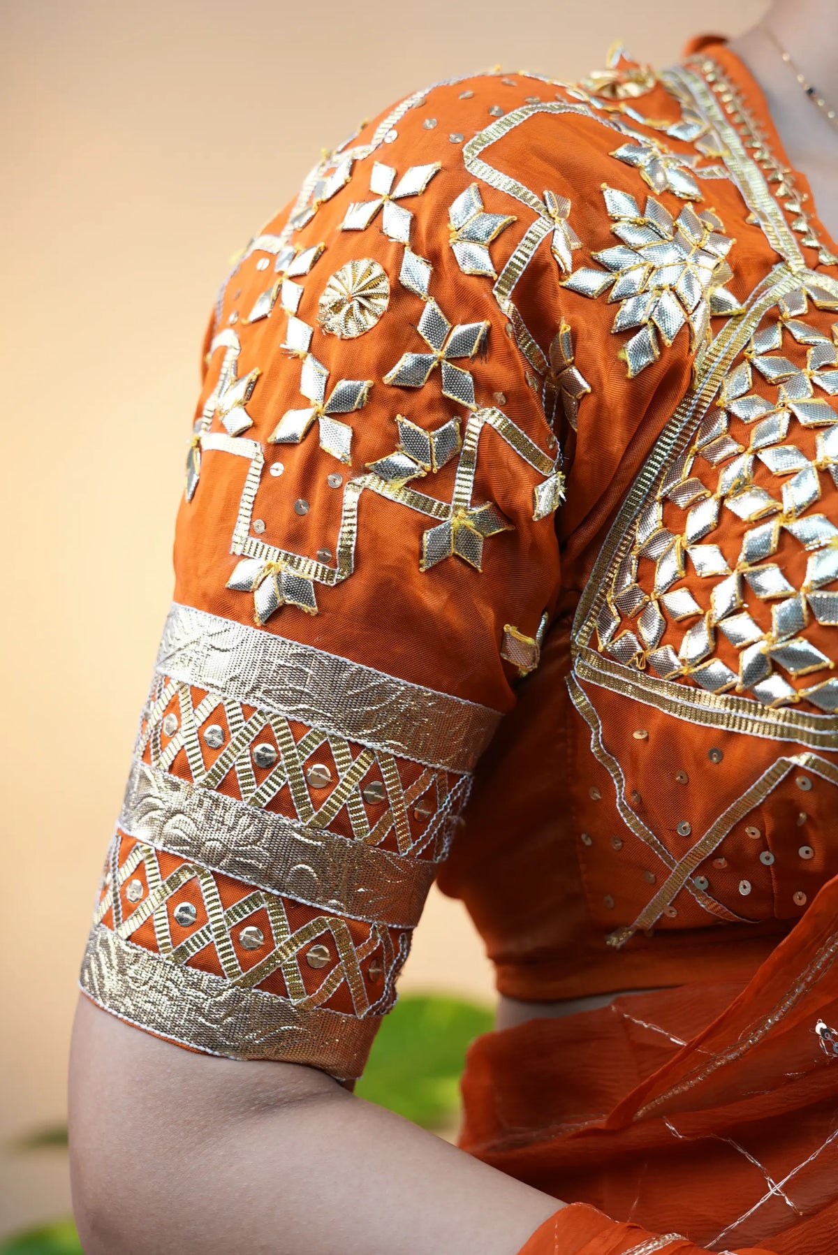 Traditional Rajasthani Kastooti Aangi Blouse With Kacchi Gota Patti Handwork (PRE-BOOKING ITEM)