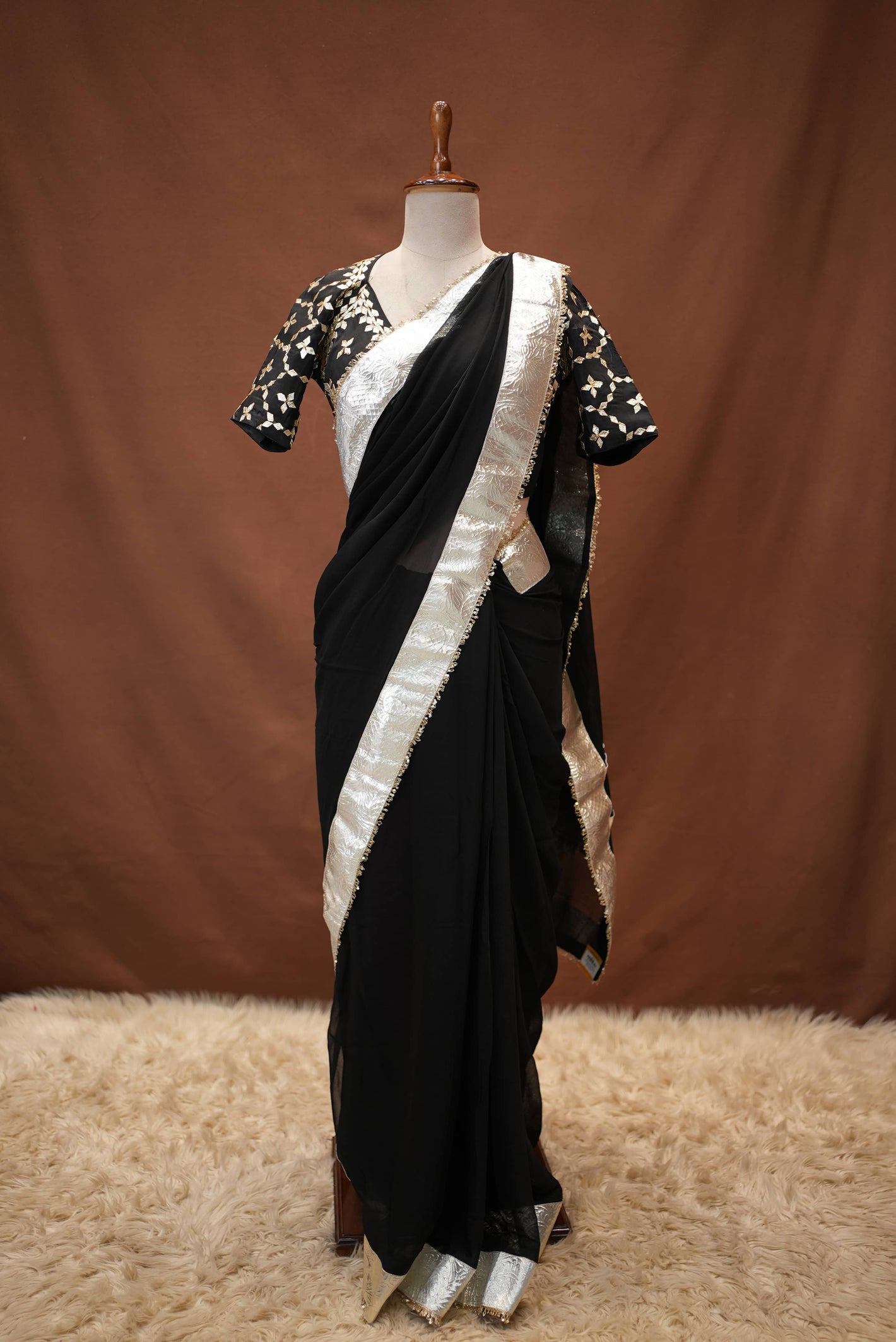 GOTA PATTI WORK RAJASTHANI ANGI BLOUSE WITH CHIFFON FABRIC SAREE ##SR655