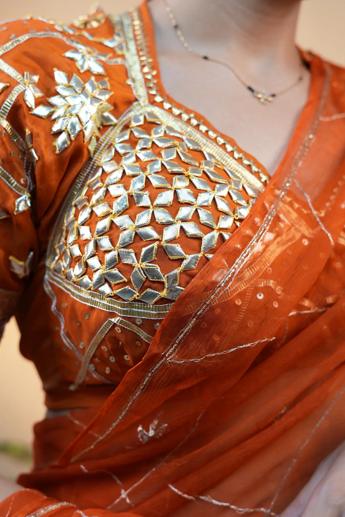Traditional Rajasthani Kastooti Aangi Blouse With Kacchi Gota Patti Handwork (PRE-BOOKING ITEM)
