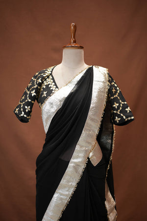 GOTA PATTI WORK RAJASTHANI ANGI BLOUSE WITH CHIFFON FABRIC SAREE ##SR655