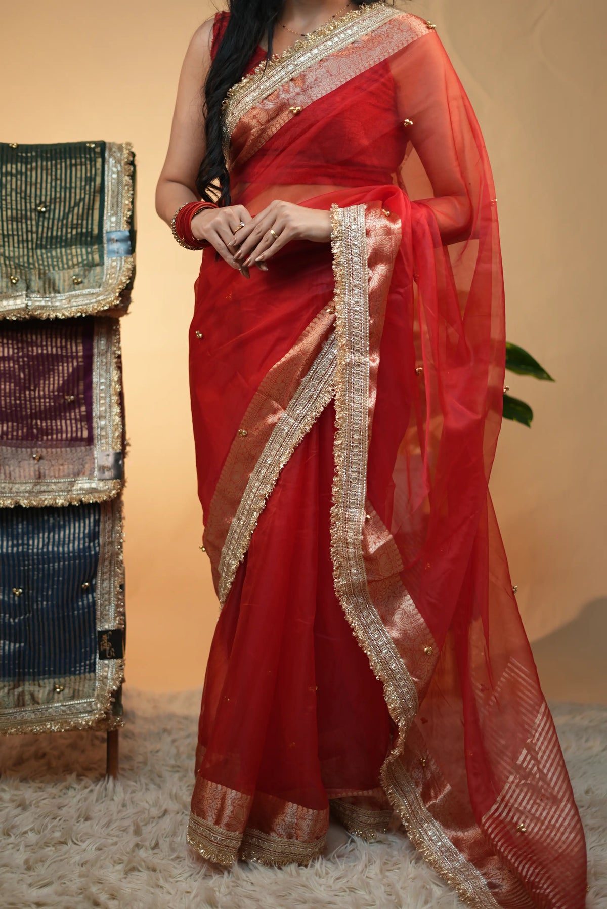 Festive Special Ghungroo Handwork Design Saree With Lace Border (With Blouse)