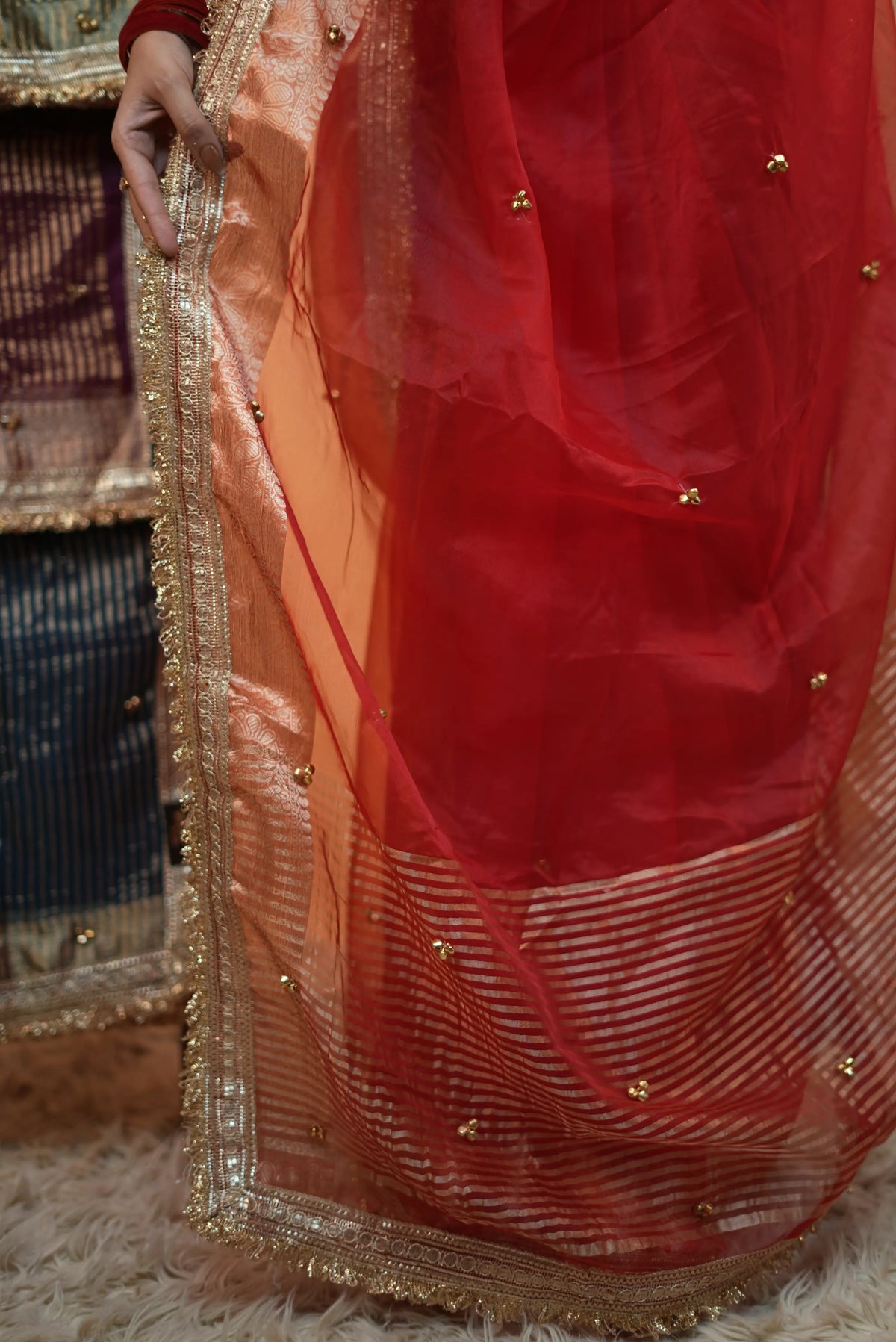 Festive Special Ghungroo Handwork Design Saree With Lace Border (With Blouse)