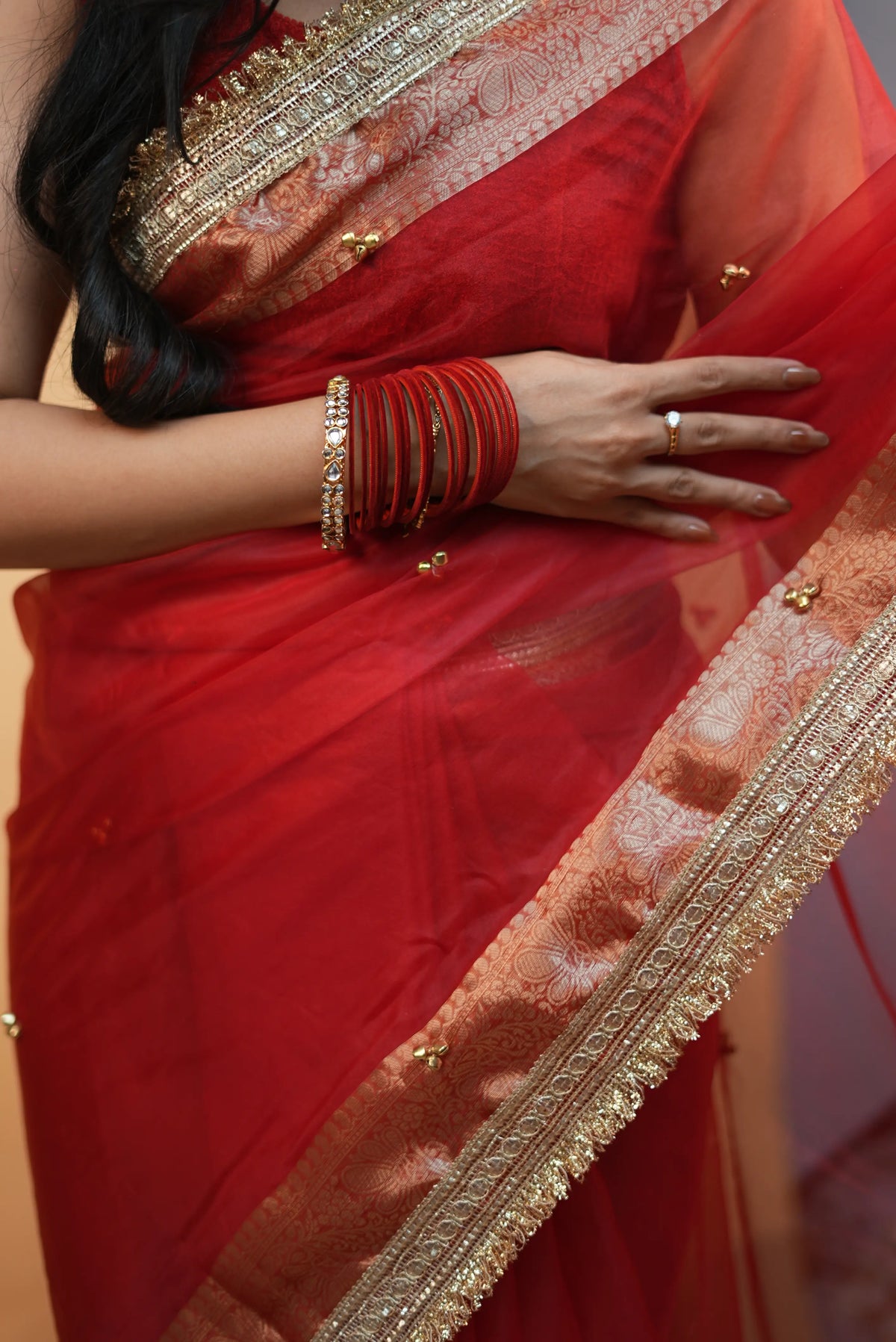 Festive Special Ghungroo Handwork Design Saree With Lace Border (With Blouse)