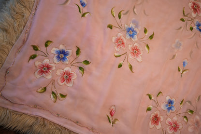 BRUSH PRINT SAREE WITH CUTDANA WORK (WITH BLOUSE)   ##SR0332