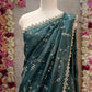 CRYSTAL FABRIC SAREE WITH JARKAN AND CUTDANA WORK & HEAVY JALL PATTERN (WITH BLOUSE) ##SR0337