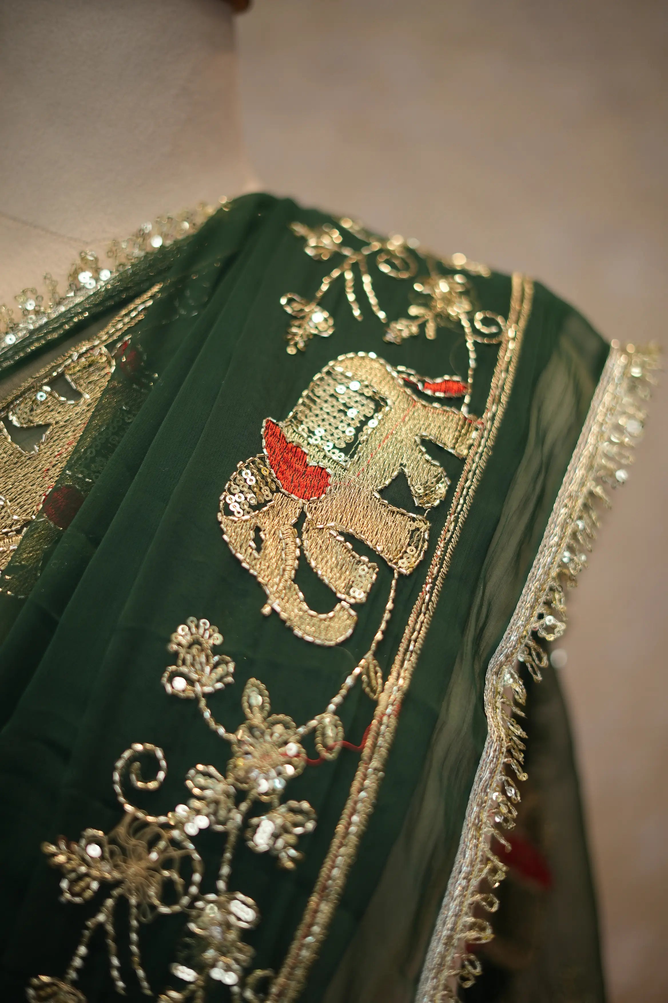 Royal Georgette Fabric Darbari Saree With Elephant Figure Pattern (With Blouse)