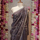 CRYSTAL FABRIC SAREE WITH JARKAN AND CUTDANA WORK & HEAVY JALL PATTERN (WITH BLOUSE) ##SR0337