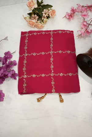 Georgette Aari Tari Saree with Blouse