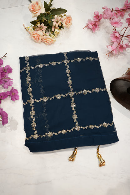Chiffon Aari Tari Saree with Blouse ##SR007
