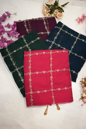 Chiffon Aari Tari Saree with Blouse ##SR007