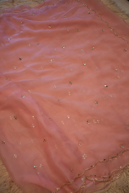 LIGHTWEIGHT PATTERN CHIFFON SAREE WITH HANDWORK & BUTI WORK (WITH BLOUSE) ##SR401