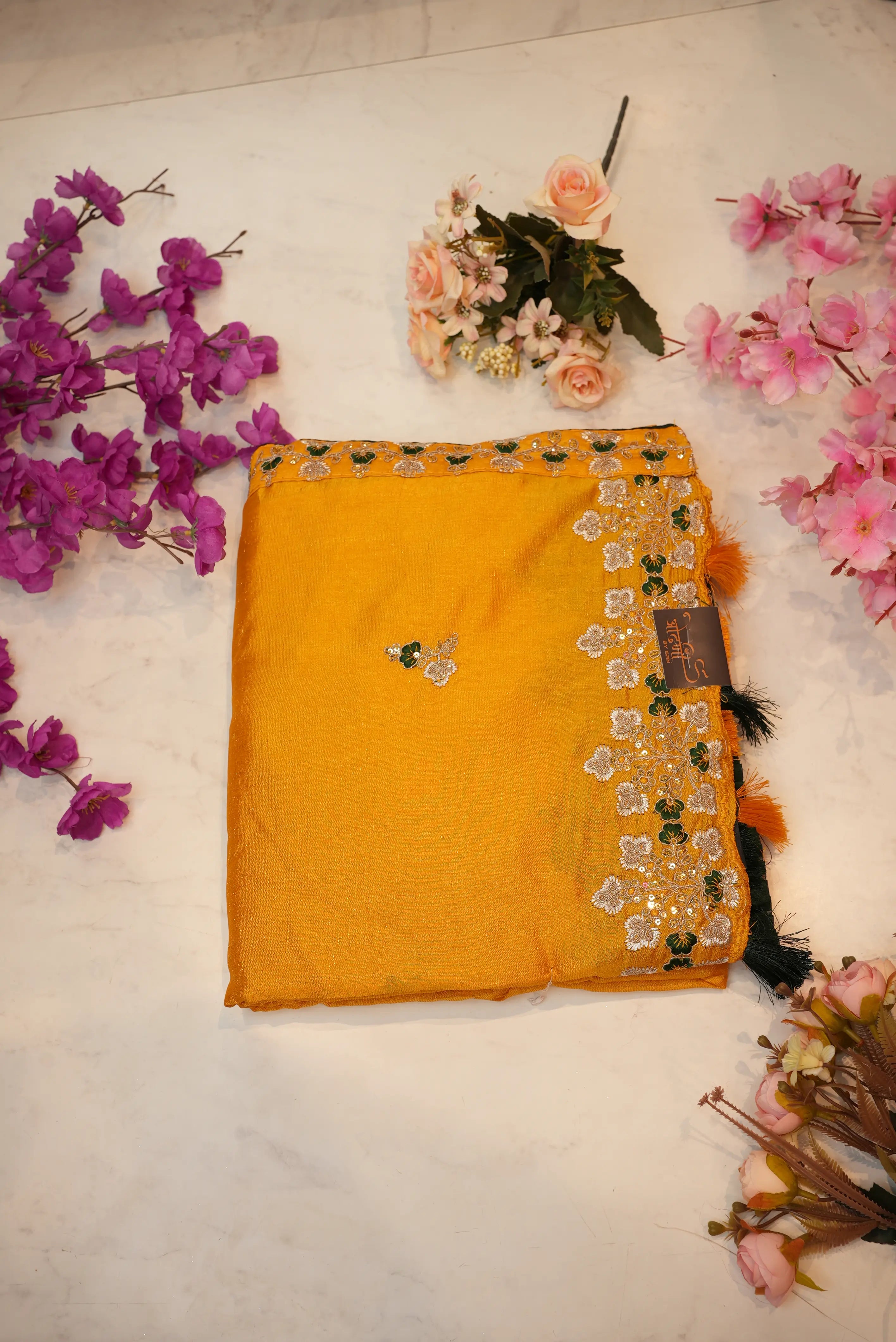 Dola Silk Saree With Sequence And Dori Work