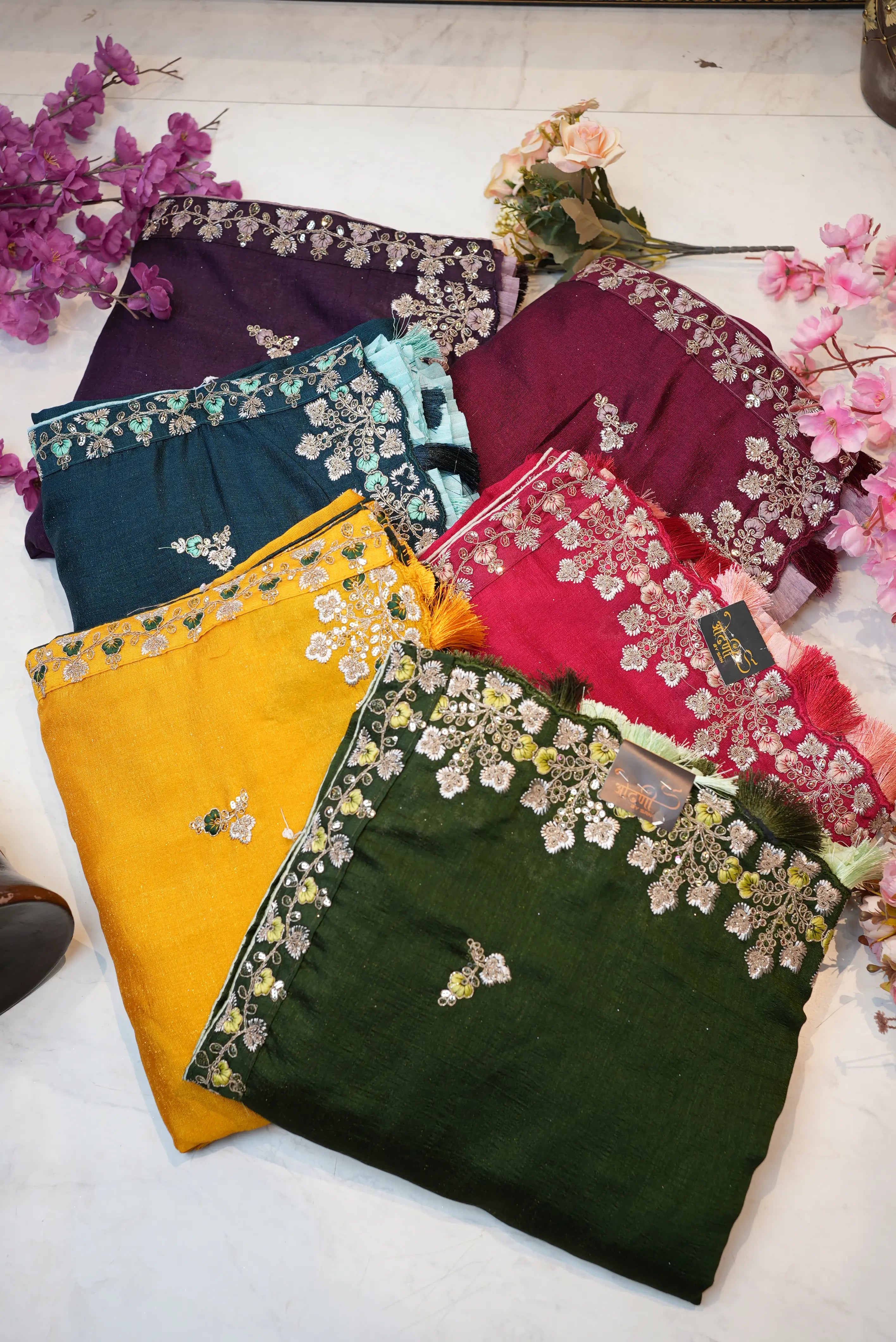 Dola Silk Saree With Sequence And Dori Work