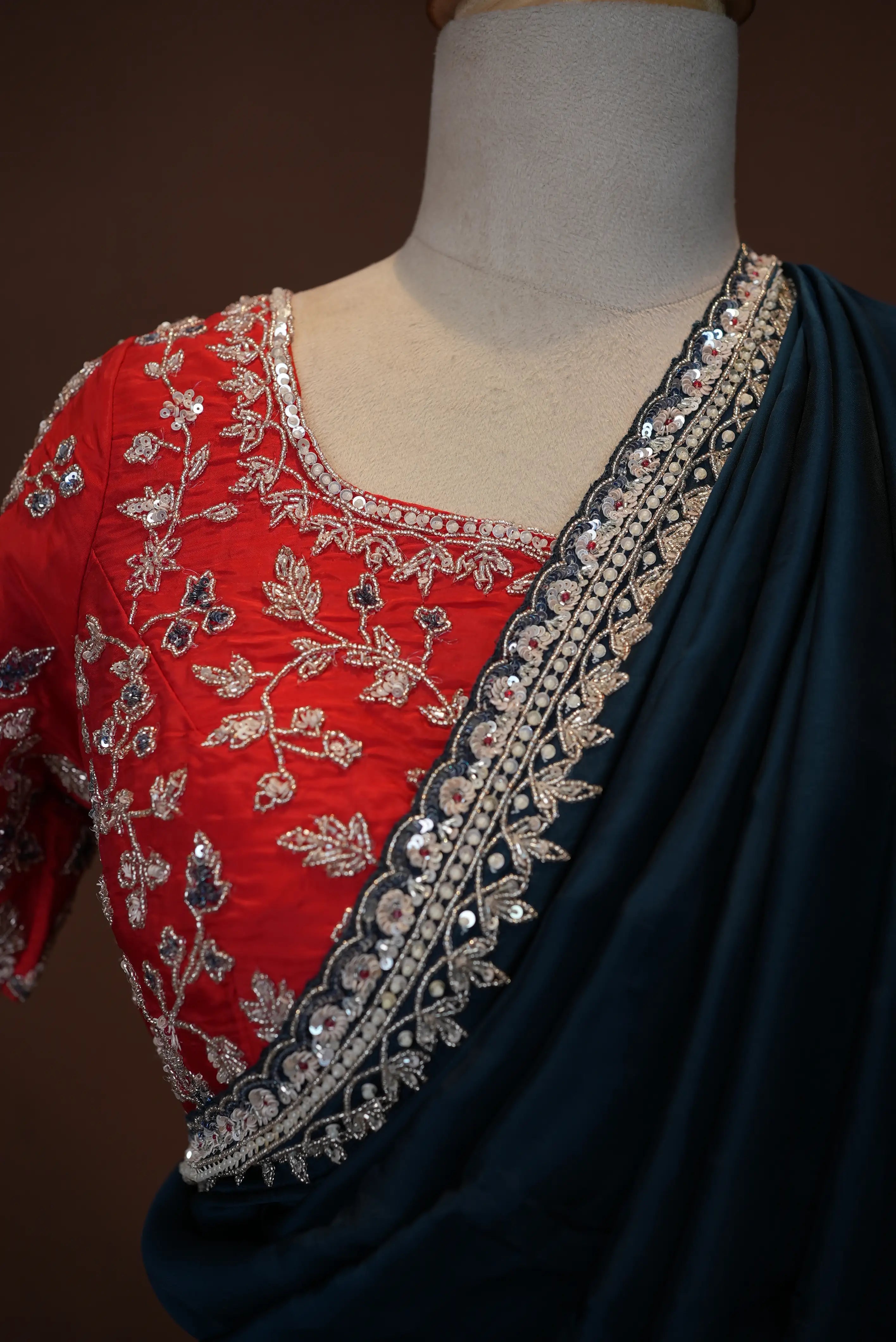 Handwork Saree with Stitched Blouse, Sequence & Cutdana Work