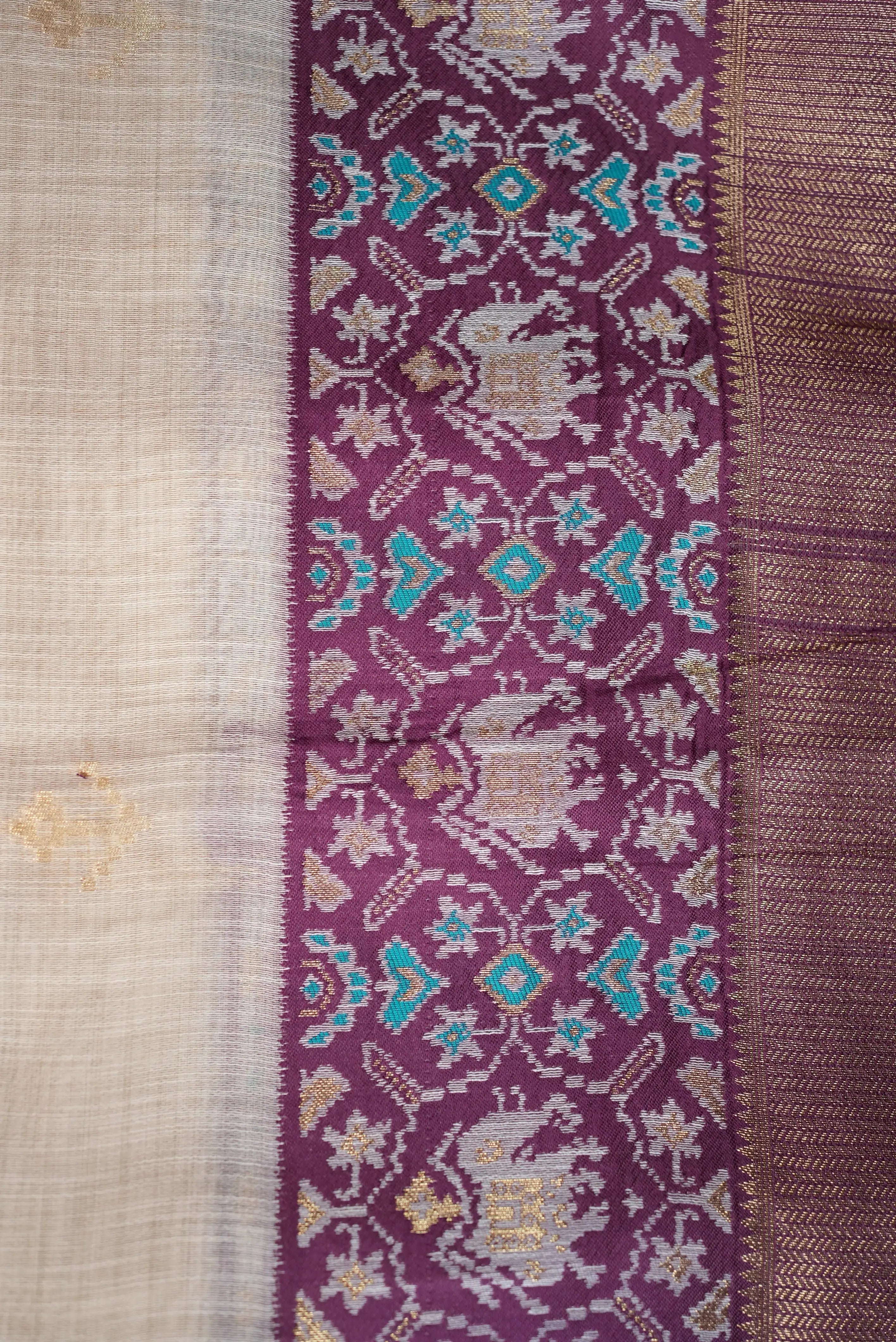 Office Wear Shemi Cotton Saree with Patola Print, Zari Pallu & Tassels (With Blouse)