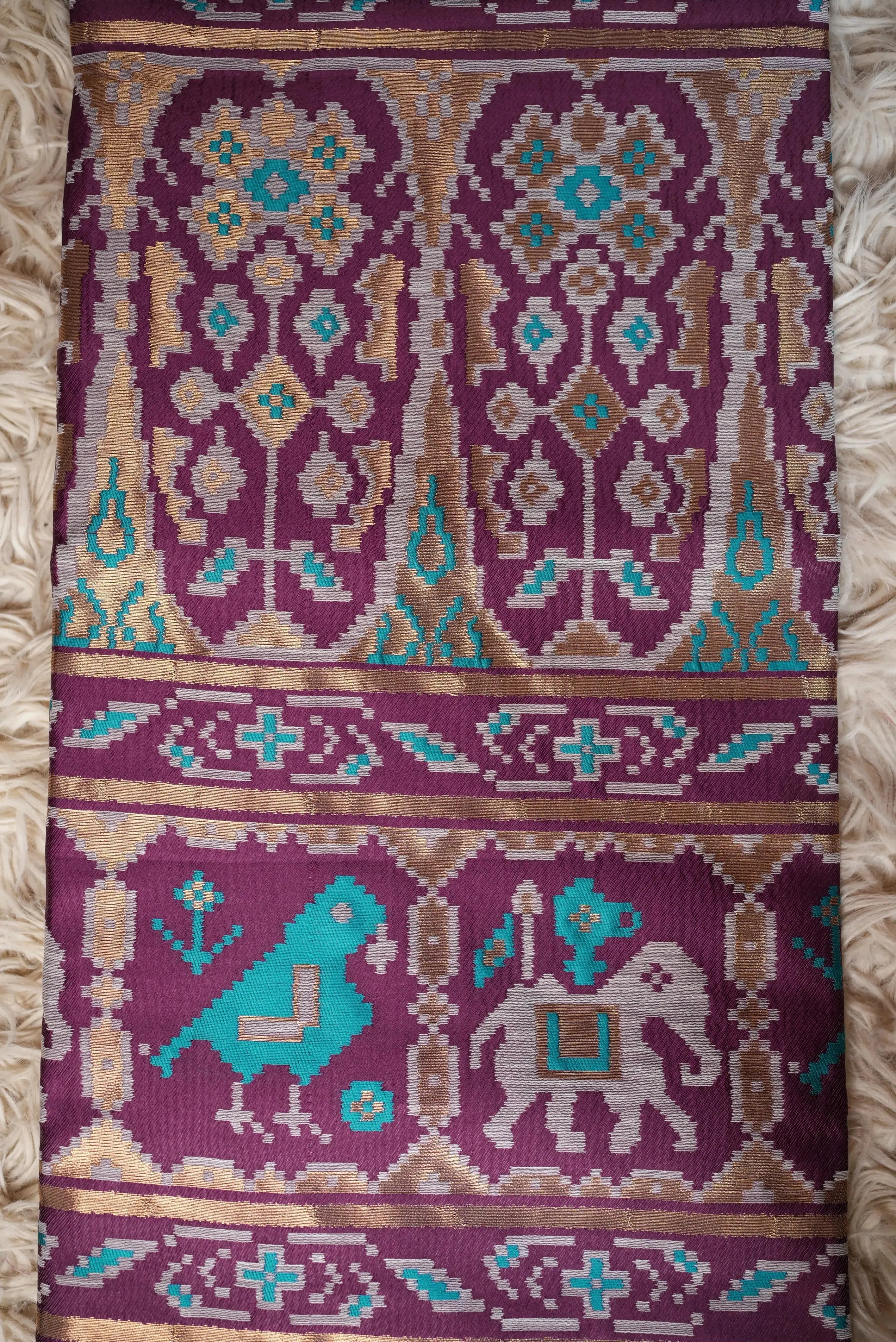 Office Wear Shemi Cotton Saree with Patola Print, Zari Pallu & Tassels (With Blouse)