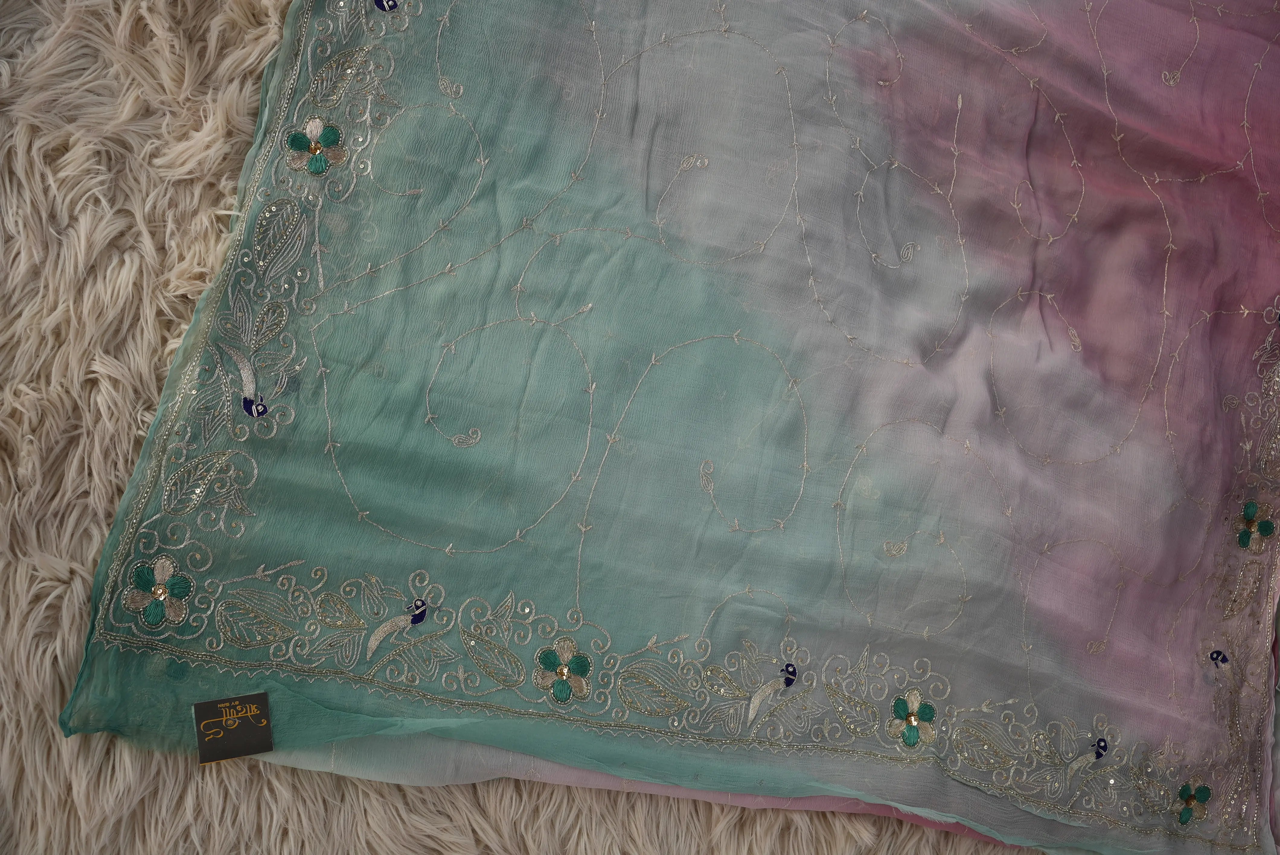 Pure Chiffon Saree with Shaded Tone (With Blouse)