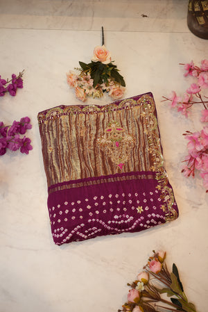 Pure Gajji Silk Saree with Hand Zardozi Work and Heavy Blouse